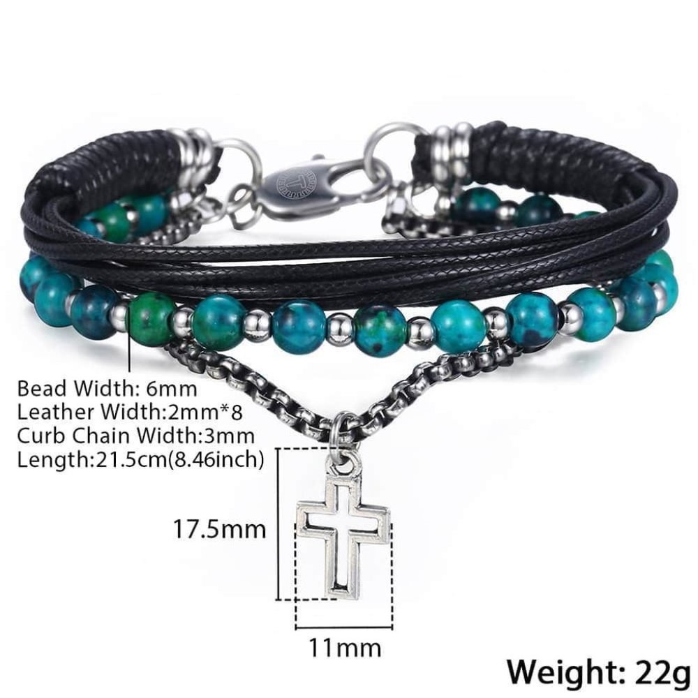 women Stainless Steel Leather Bracelet JewelryB009
